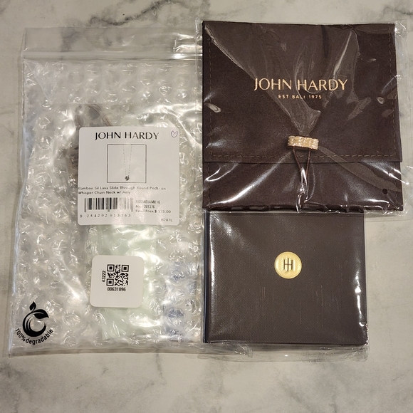 NWT JOHN HARDY Silver Bamboo Lava Pave Amethyst Round Circle Pendant Necklace - Picture 10 of 12